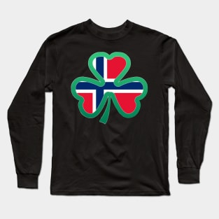 Norwegian Flag for st patricks day, Irish Shamrock Long Sleeve T-Shirt